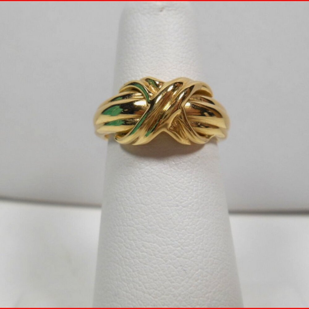 Tiffany & Co Paloma Picasso 18K Gold Ring Signature X Graffiti Collection Rare